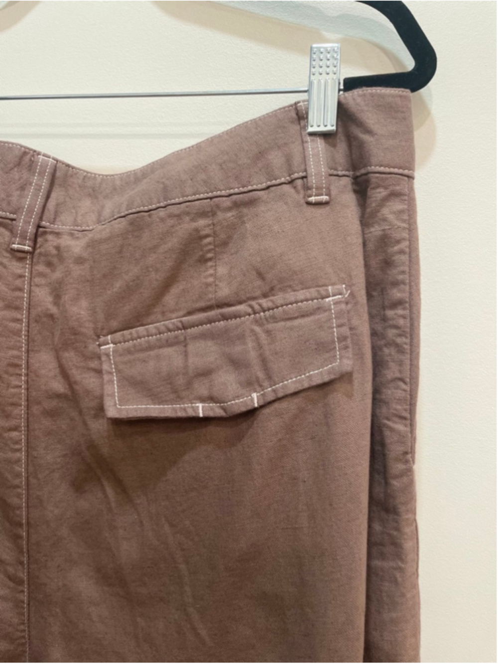 GAP Brown Pleated Linen Blend Wide Leg Pants Plus Size 16 Lagenlook Coastal - Picture 4 of 9